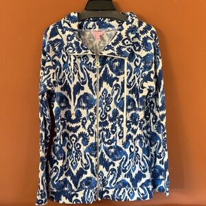 LILLY PULITZER Angela Zip-Up  Jacket Resort Navy Beach Bathers Drawstring size S